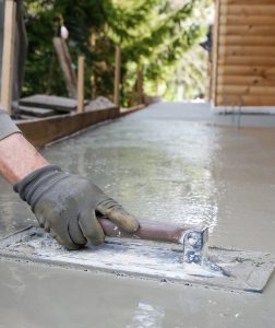 An example of ready mix concrete being smoothed out