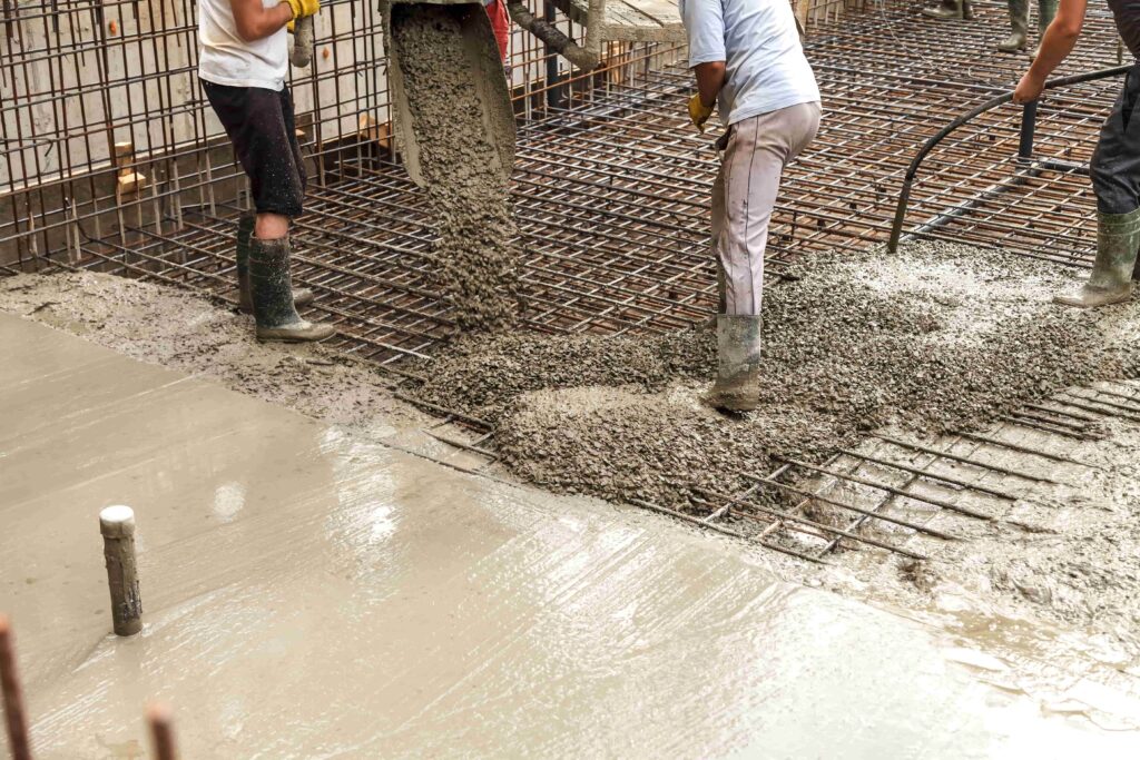 ready mix concrete at construction site